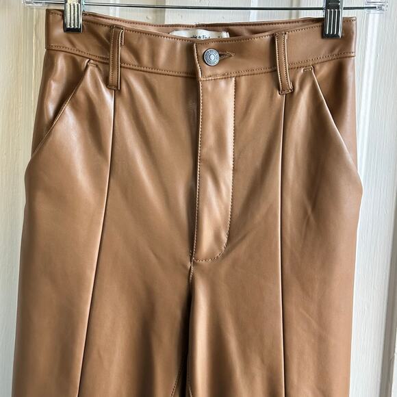 Abercrombie & Fitch Vegan Leather The Skinny Ultra High Split Hem Rise Pants - Picture 3 of 10